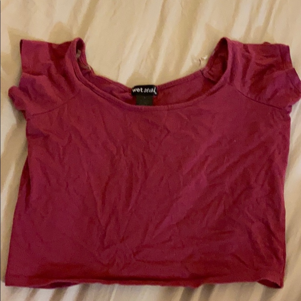 Wet Seal - Plain Maroon Crop Top